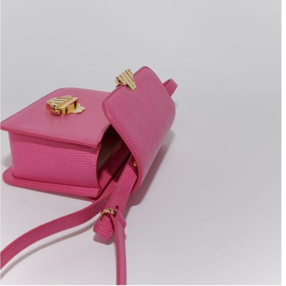 Maje pink lizard embossed Clover Bag BNWT - Picture 6 of 11